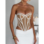 Black Corset with Contrast Stitch & Open Back Design – Sexy Bustier for Women