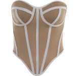 Black Corset with Contrast Stitch & Open Back Design – Sexy Bustier for Women