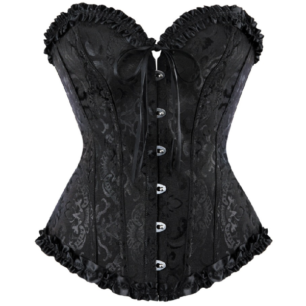 Black Corset with Bust Support & Back Lace Up – Victorian Style Shapewear for Women