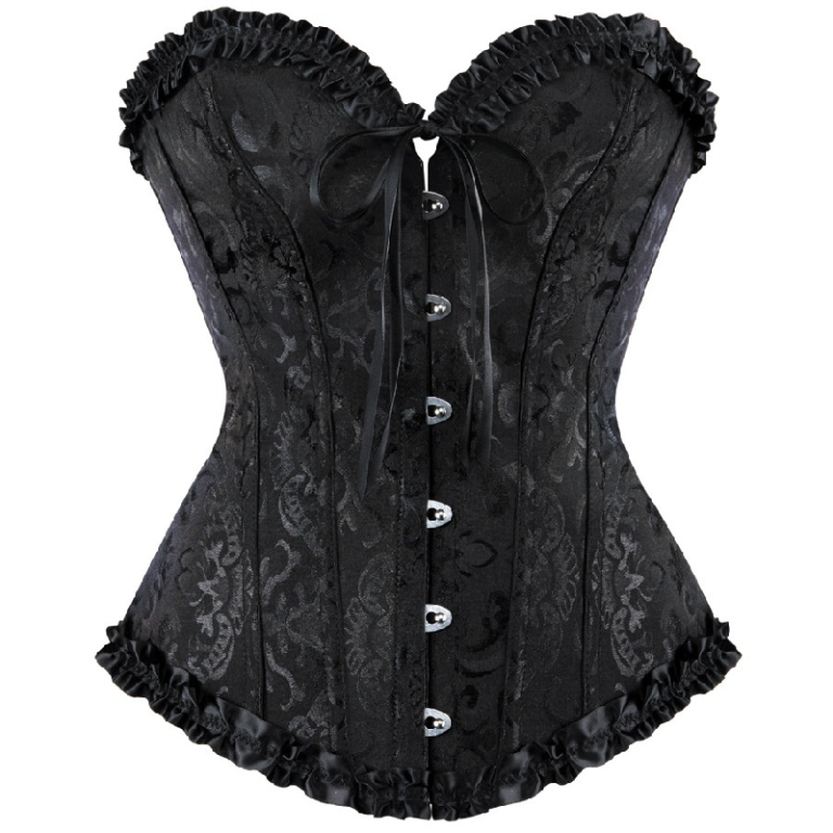 Black Corset with Bust Support & Back Lace Up – Victorian Style Shapewear for Women