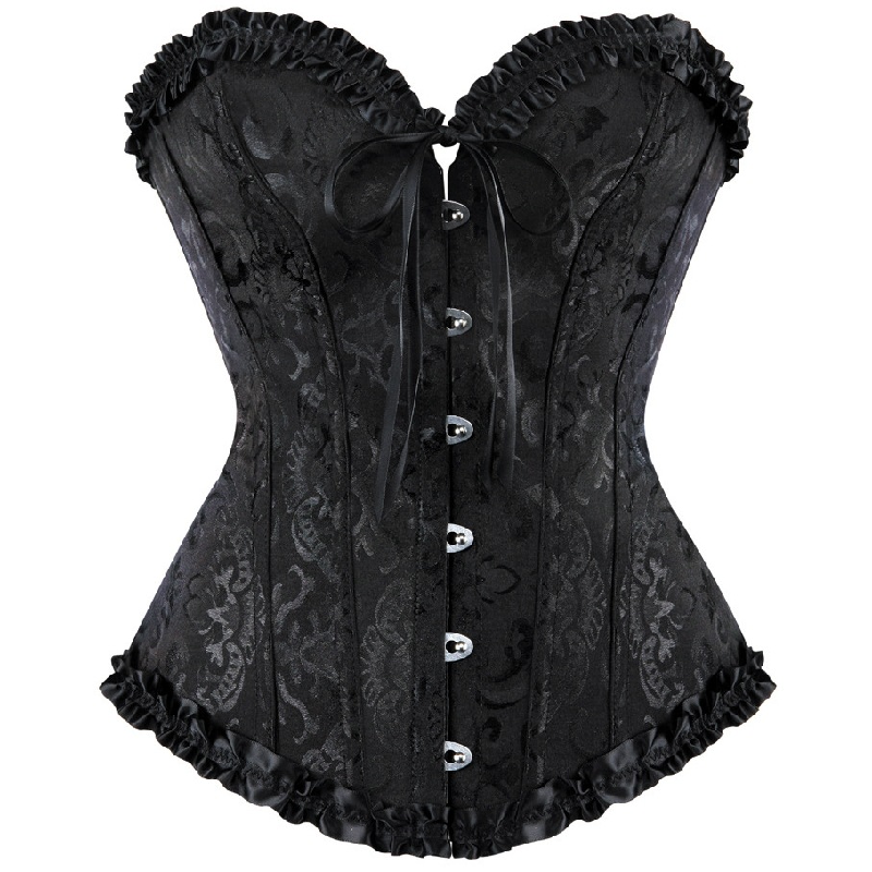 Black Corset with Bust Support & Back Lace Up – Victorian Style Shapewear for Women