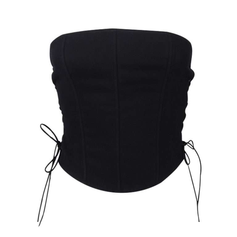Black Corset with Fishbone Boning – Summer Solid Color Slim Fit Bustier
