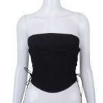 Black Corset with Fishbone Boning – Summer Solid Color Slim Fit Bustier