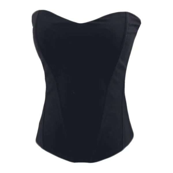 Black Corset with Fishbone Structure – High Waist Bustier with Padded Cups