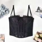 Black Corset with Lace Trim Design – Sexy Bustier Vest fo-r Women