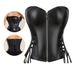 Black Corset with Punk PU Style – Strapless Waist Cincher