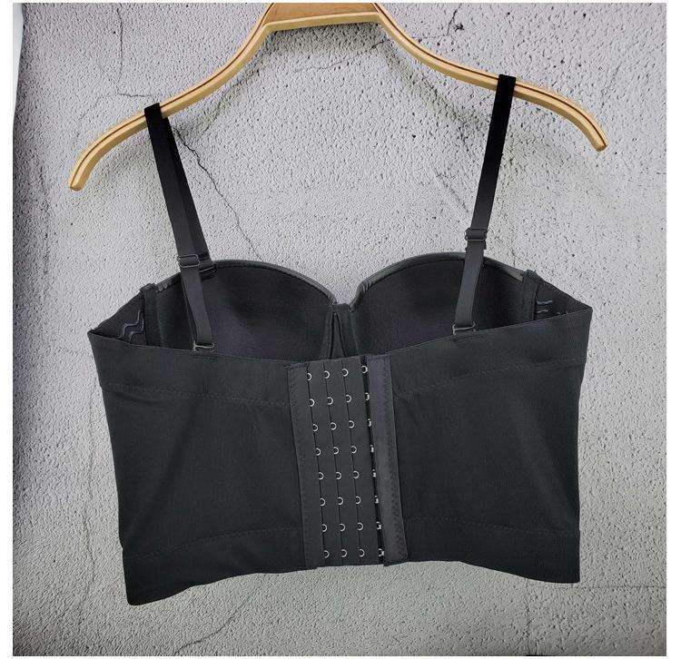 Black Corset in PU Leather – Clubwear Style Crop Top with Midriff Cut Out