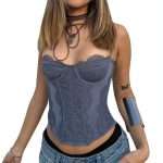 Black Corset with Lace Trim Design – Sexy Bustier Vest fo-r Women