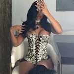 Black Corset with Animal Print PU Leather & Eyelet Lace-Up Front – Sexy Crop Top for Women