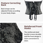 Black Corset Inspired by Monet Art – Vintage Fishbone Bustier for Women