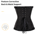 Black Corset with Bust Support & Back Lace Up – Victorian Style Shapewear for Women