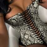 Black Corset with Animal Print PU Leather & Eyelet Lace-Up Front – Sexy Crop Top for Women
