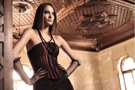Black Corset with Floral Embroidery
