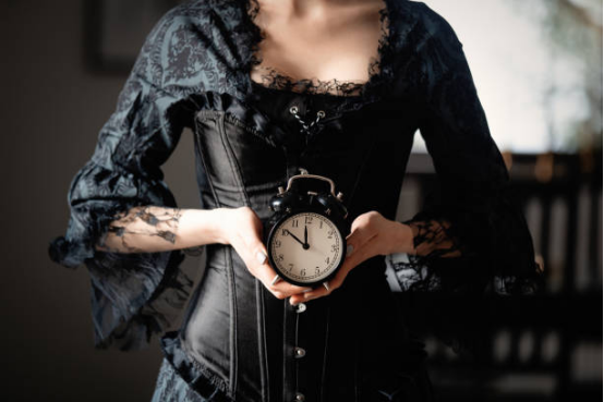 Black Corset with Bold Lace Design